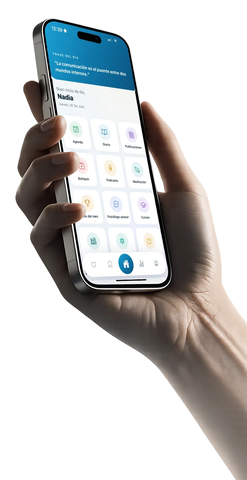 Móvil con la app de Psicovirtual